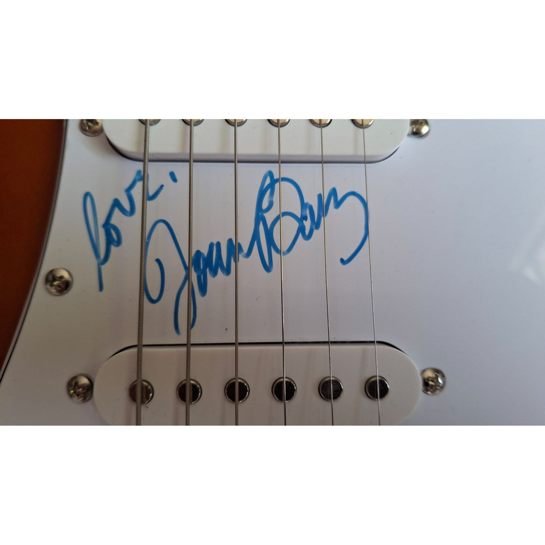 Bob Dylan and Joan Baez, authentic Fender Stratocaster electric guitar signed with proof