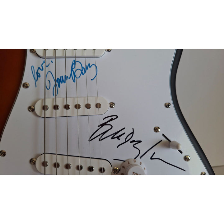 Bob Dylan and Joan Baez, authentic Fender Stratocaster electric guitar signed with proof