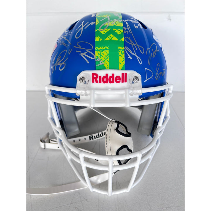 Super Bowl LIX 2025 Philadelphia Eagles pro game model helmet team signed with 40 plus signatures & signing proof .