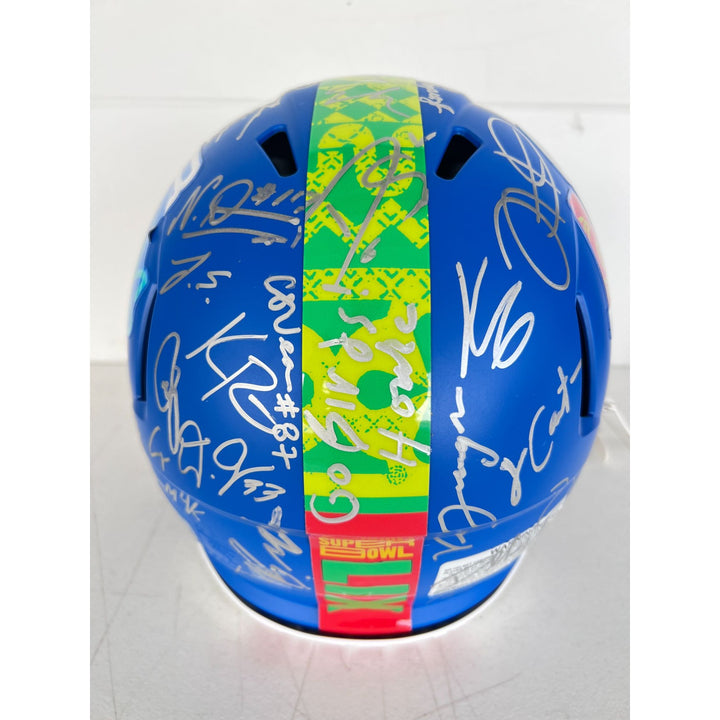 Super Bowl LIX 2025 Philadelphia Eagles pro game model helmet team signed with 40 plus signatures & signing proof .