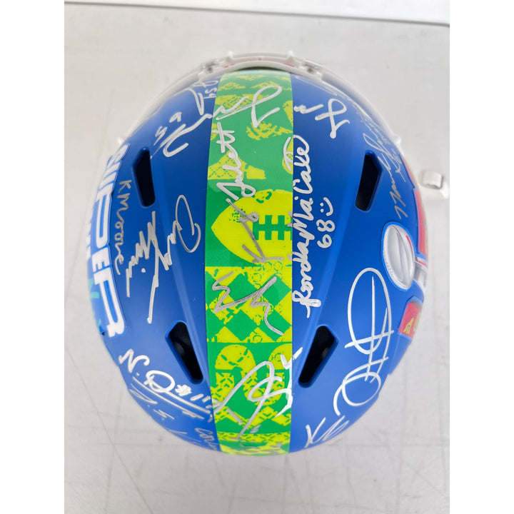 Super Bowl LIX 2025 Philadelphia Eagles pro game model helmet team signed with 40 plus signatures & signing proof .