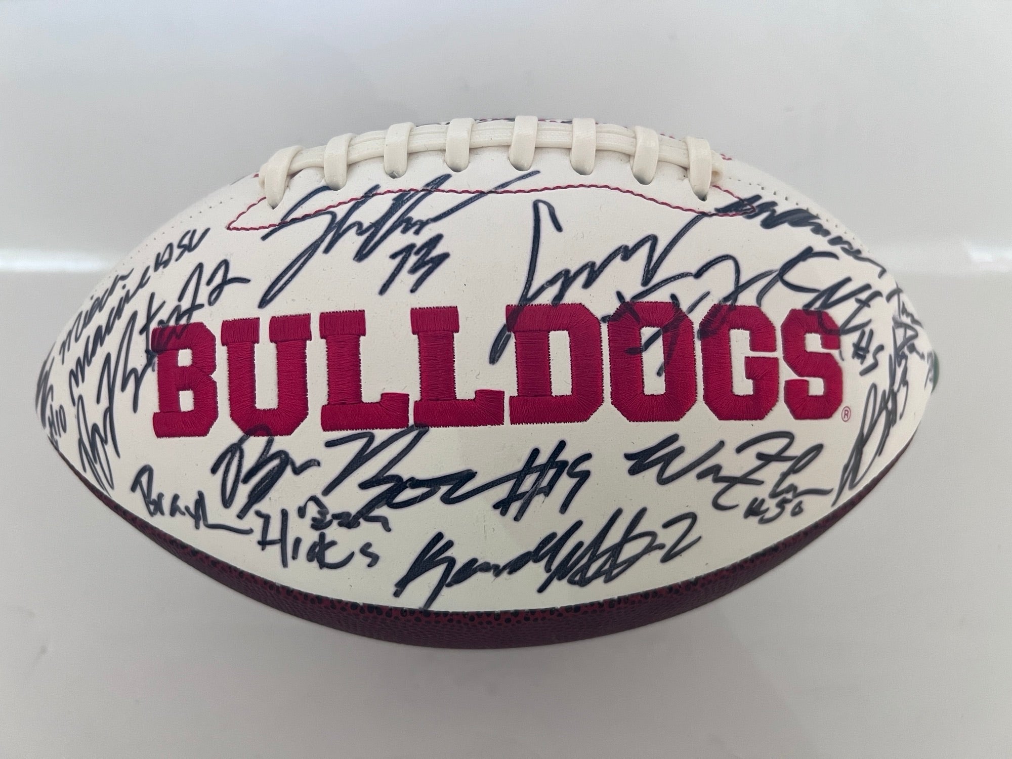 Kirby Smart, Stetson Bennett, Brock Bowers Georgia Bulldogs 2022-23 NCAA Champions team signed football with proof