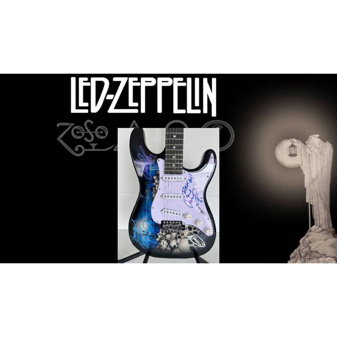 Led Zeppelin Jimmy Page Robert Plant John Paul Jones electric guitar signed with proof..