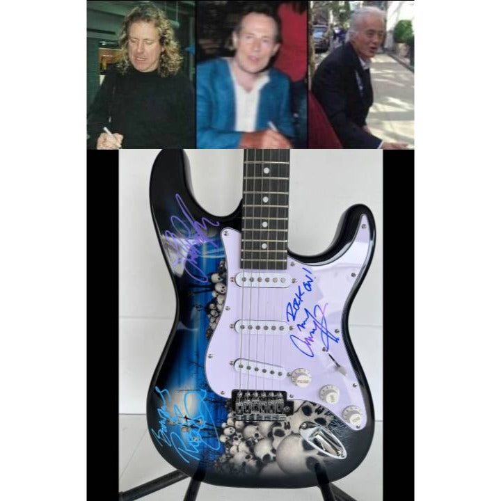 Led Zeppelin Jimmy Page Robert Plant John Paul Jones electric guitar signed with proof..