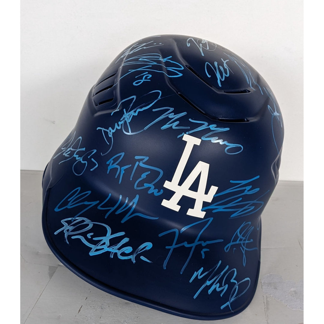 Los Angeles Dodgers World Series champs Shohei Ohtani Freddie Freeman Mookie Betts 2025 full size batting helmet team signed with proof.