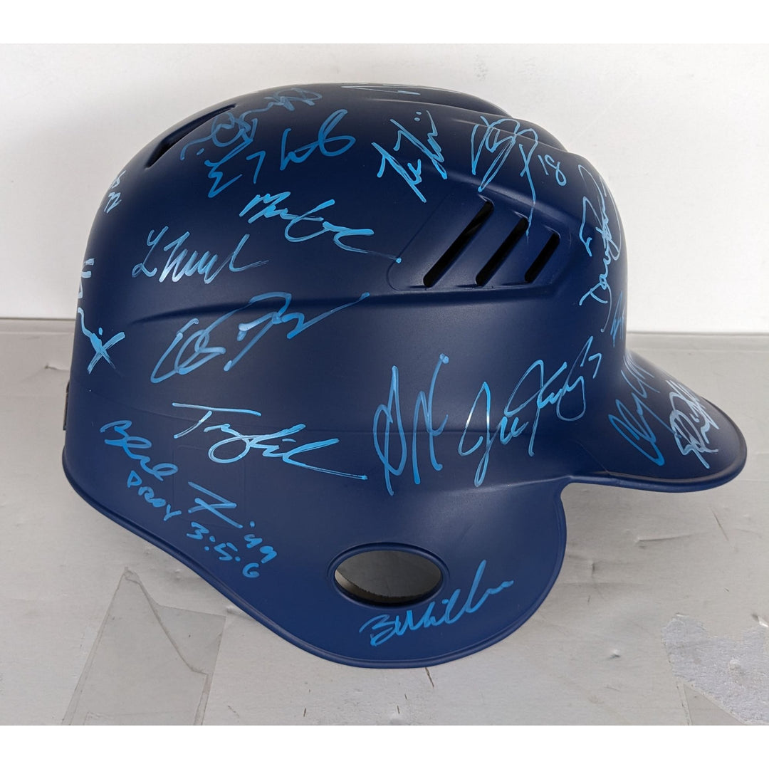 Los Angeles Dodgers World Series champs Shohei Ohtani Freddie Freeman Mookie Betts 2025 full size batting helmet team signed with proof.