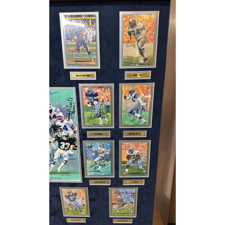 Dallas Cowboys All time greats (30) Roger Staubach Troy Aikman Tom Landry signed and framed with proof dims 43x51