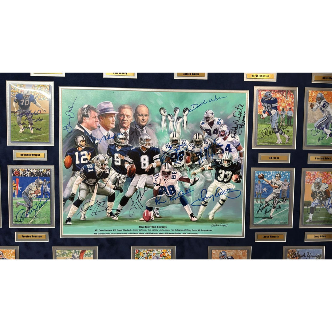 Dallas Cowboys All time greats (30) Roger Staubach Troy Aikman Tom Landry signed and framed with proof dims 43x51