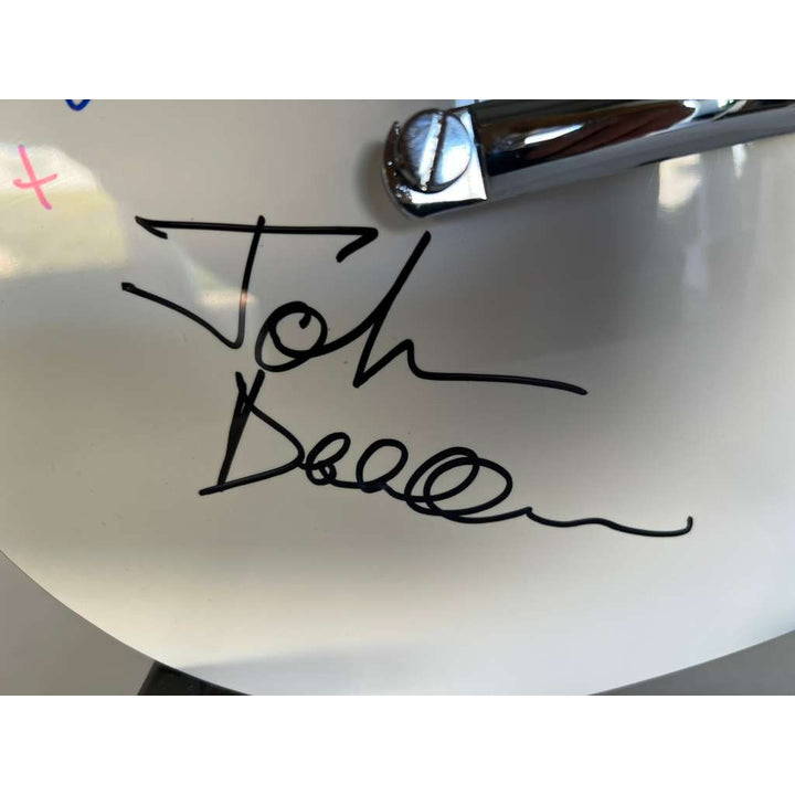 Queen Freddie Mercury, Brian May, Roger Taylor, John Deacon white les paul electric guitar signed with proof