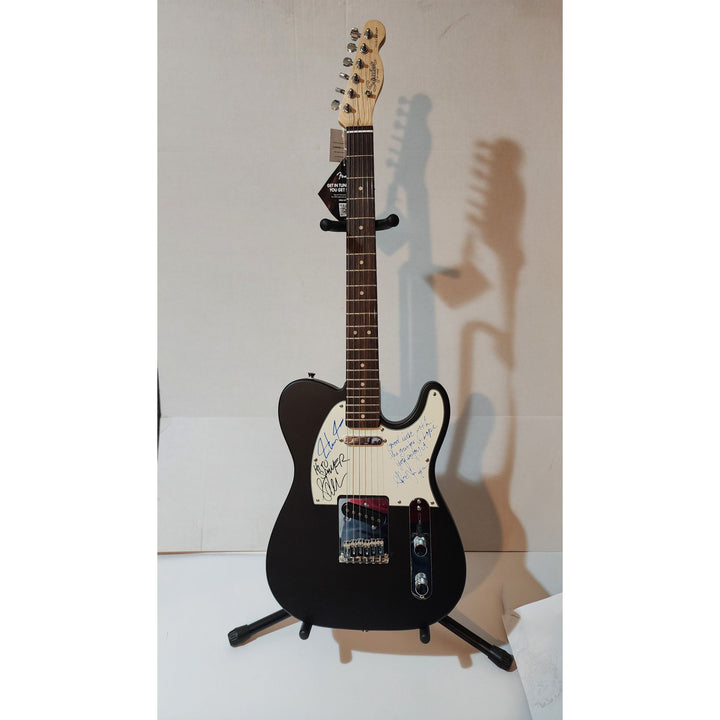 Neil Peart, Alex Lifeson, Geddy Lee Rush original Fender telecaster full size electric guitar signed with proof