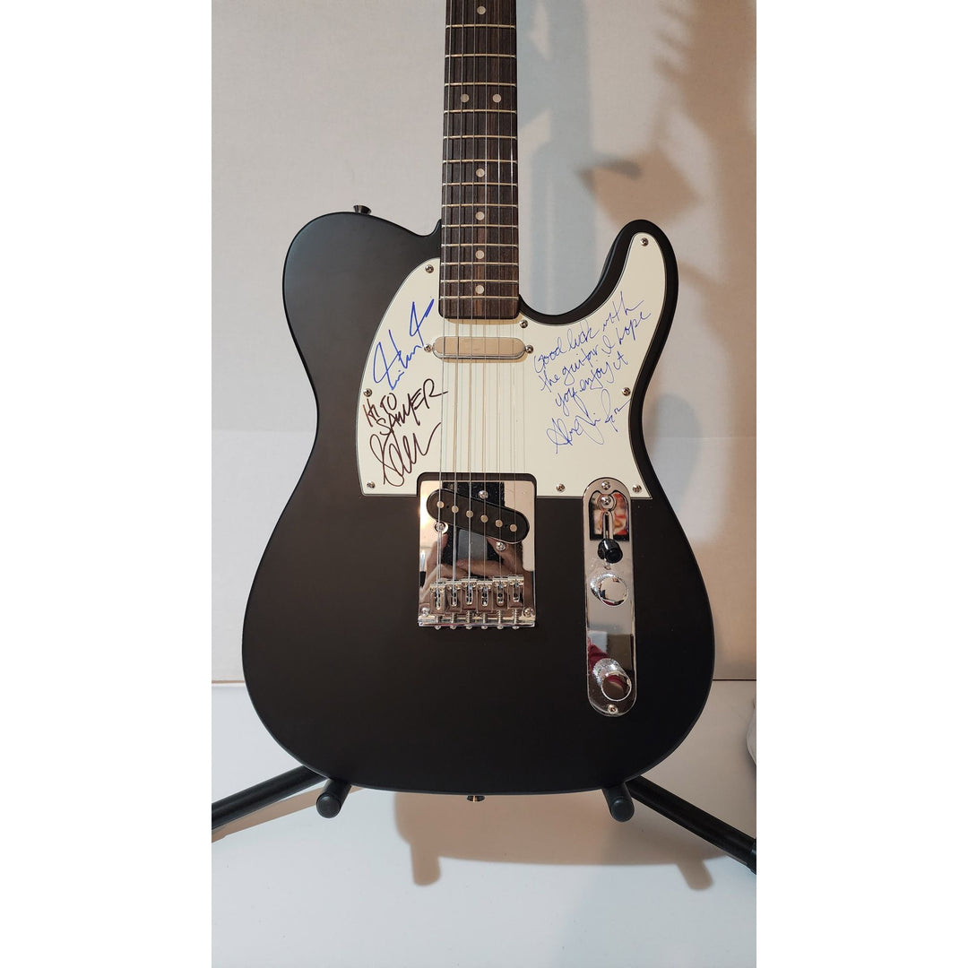 Neil Peart, Alex Lifeson, Geddy Lee Rush original Fender telecaster full size electric guitar signed with proof
