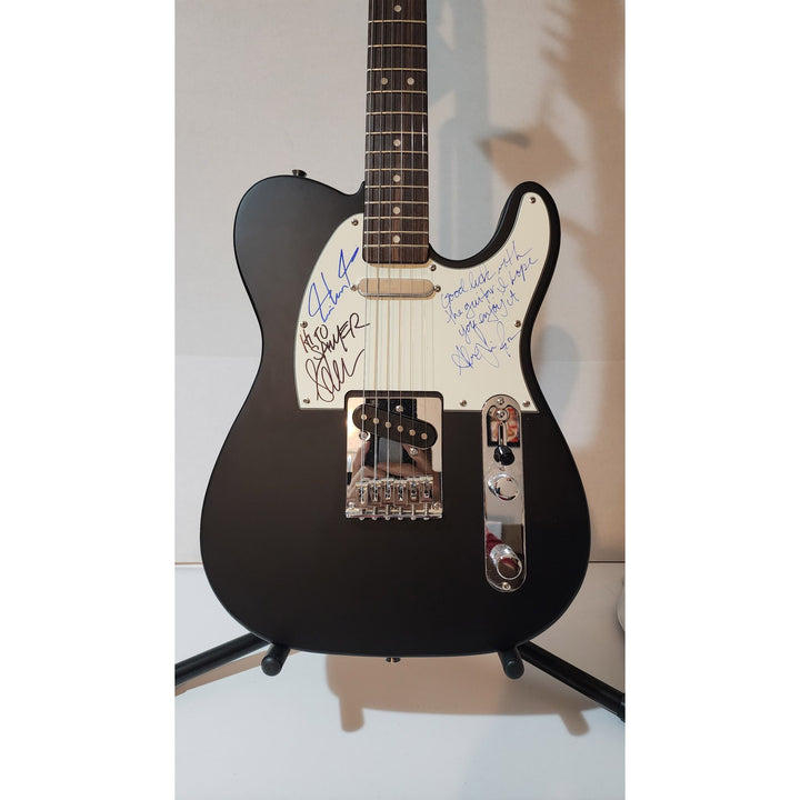 Neil Peart, Alex Lifeson, Geddy Lee Rush original Fender telecaster full size electric guitar signed with proof