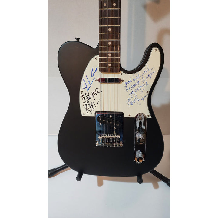 Neil Peart, Alex Lifeson, Geddy Lee Rush original Fender telecaster full size electric guitar signed with proof