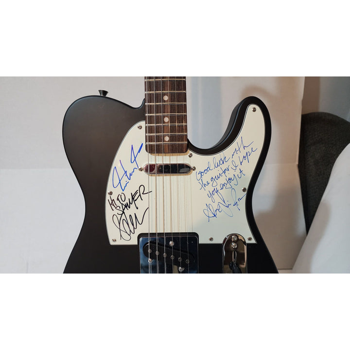Neil Peart, Alex Lifeson, Geddy Lee Rush original Fender telecaster full size electric guitar signed with proof
