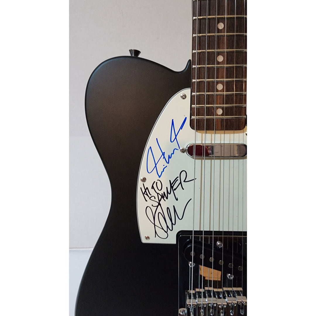 Neil Peart, Alex Lifeson, Geddy Lee Rush original Fender telecaster full size electric guitar signed with proof