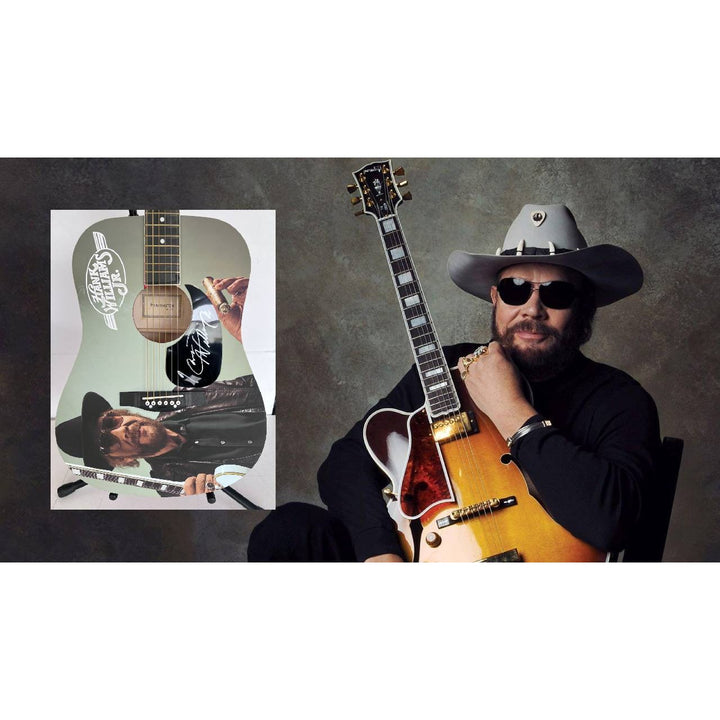 Hank Williams Jr. 39' Huntington Acoustic guitar signed with proof.