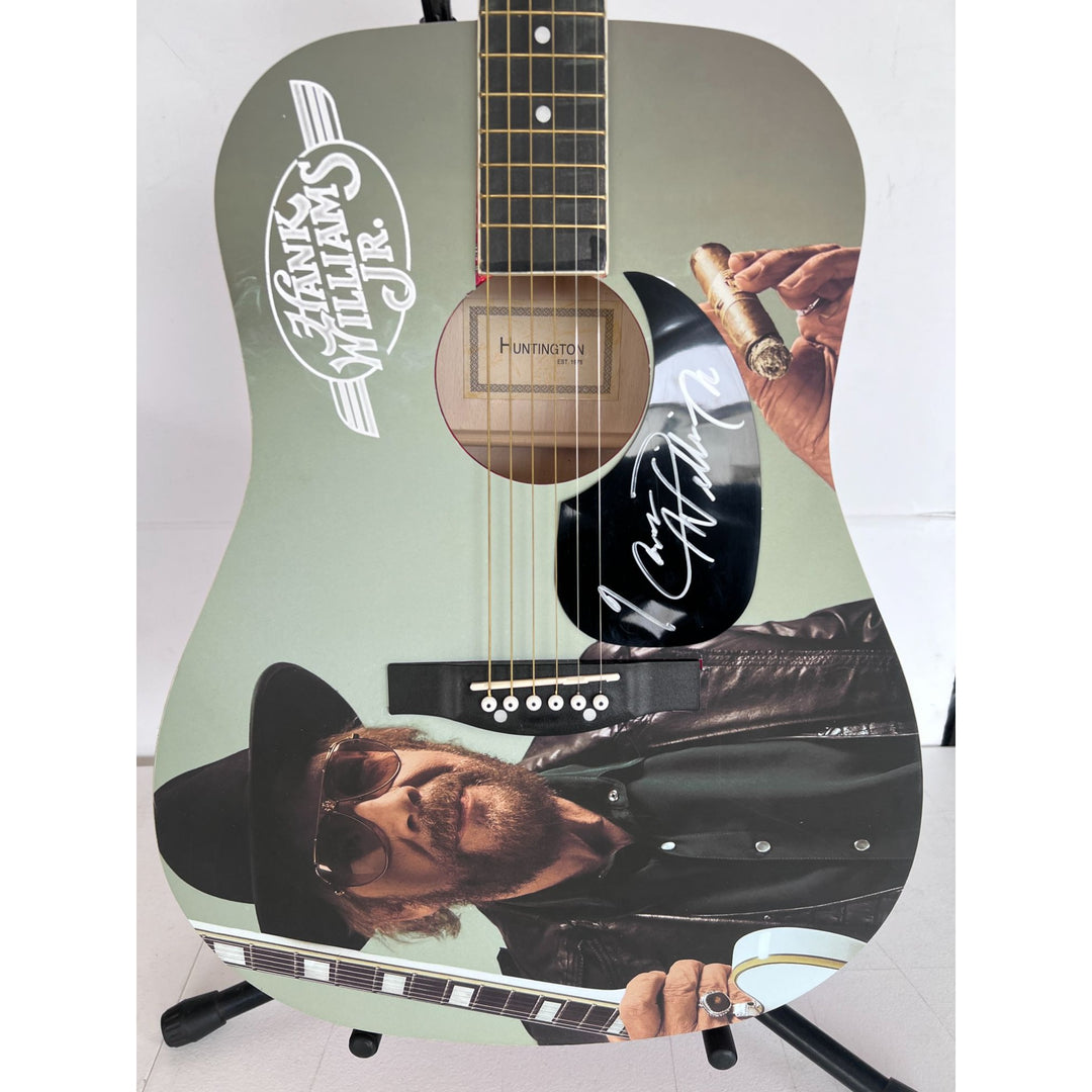 Hank Williams Jr. 39' Huntington Acoustic guitar signed with proof.