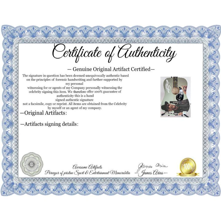 Hank Williams Jr. 39' Huntington Acoustic guitar signed with proof.