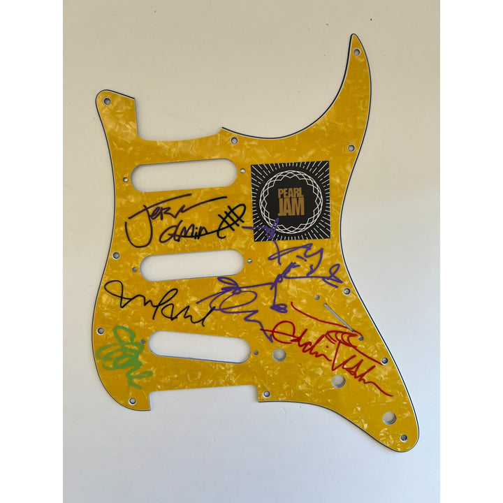 Pearl Jam Eddie Vedder, Jeff Ament, Stone Gossard, Dave Abbruzzese and Mike McCready guitar pickguard signed