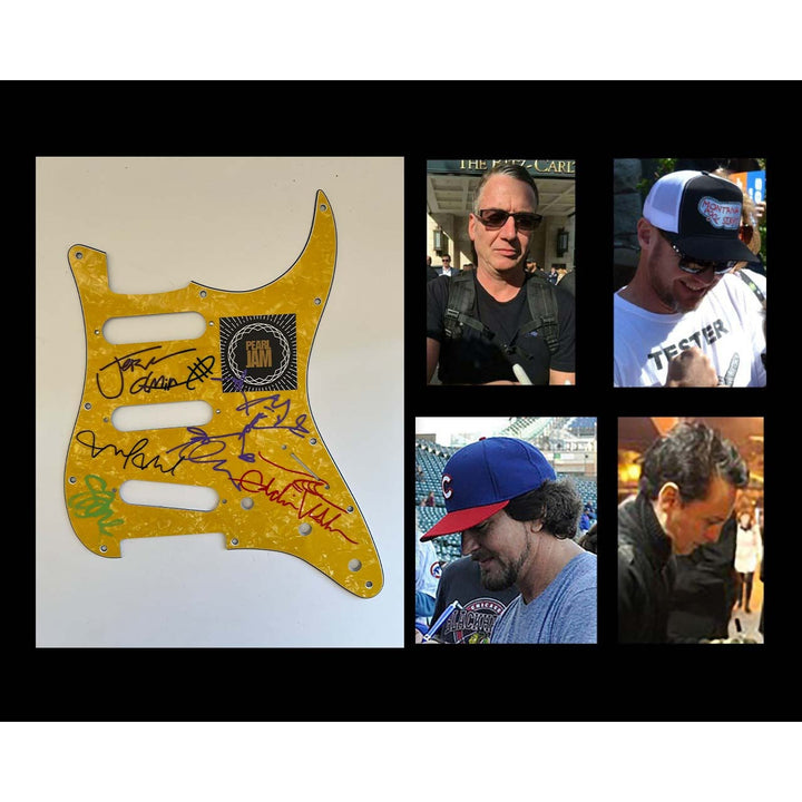 Pearl Jam Eddie Vedder, Jeff Ament, Stone Gossard, Dave Abbruzzese and Mike McCready guitar pickguard signed