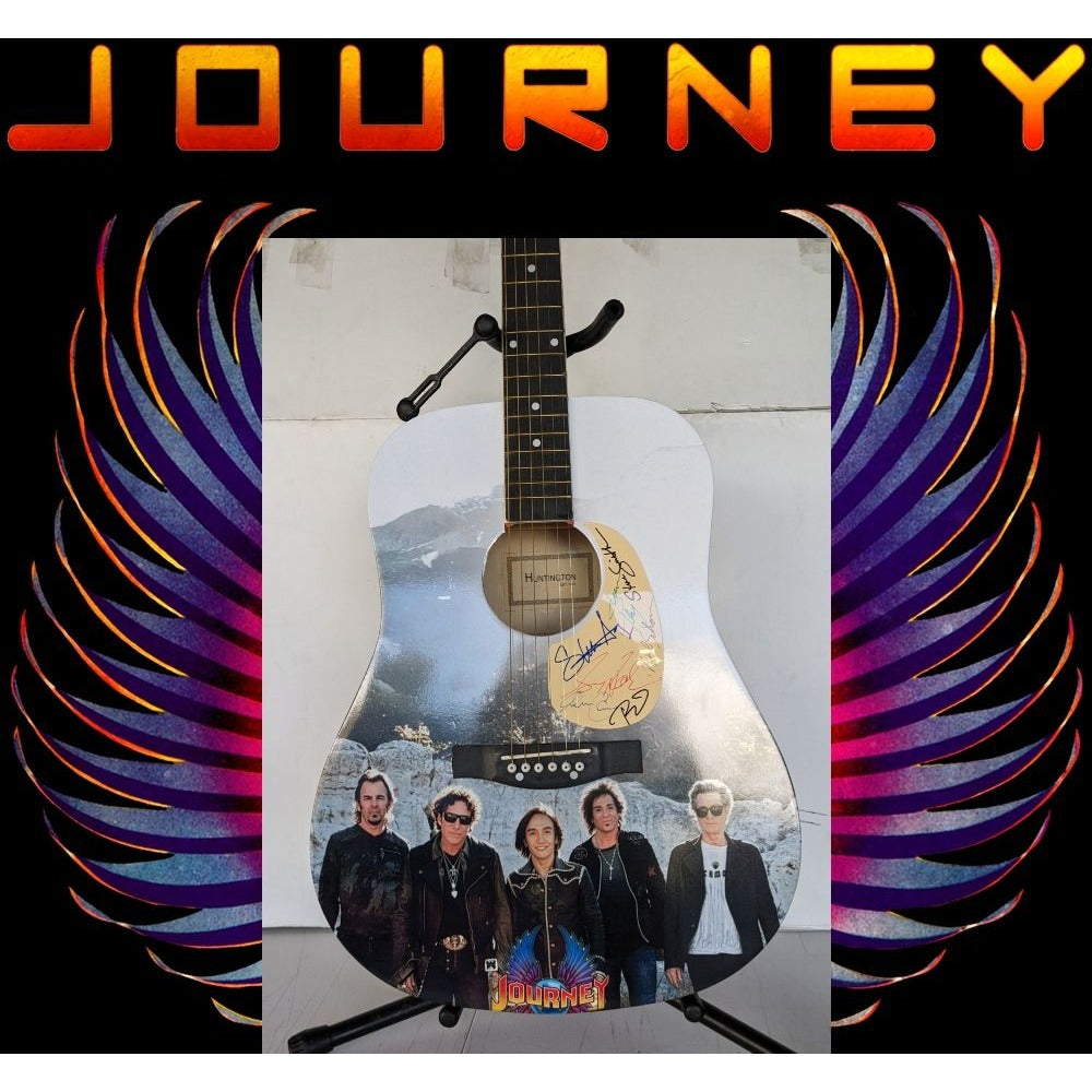 Journey Steve Perry, Neil Schon, Jonathan Cain, Gregg Rolie, Steve Augeri, Ross Valory, full size One of A Kind acoustic guitar signed