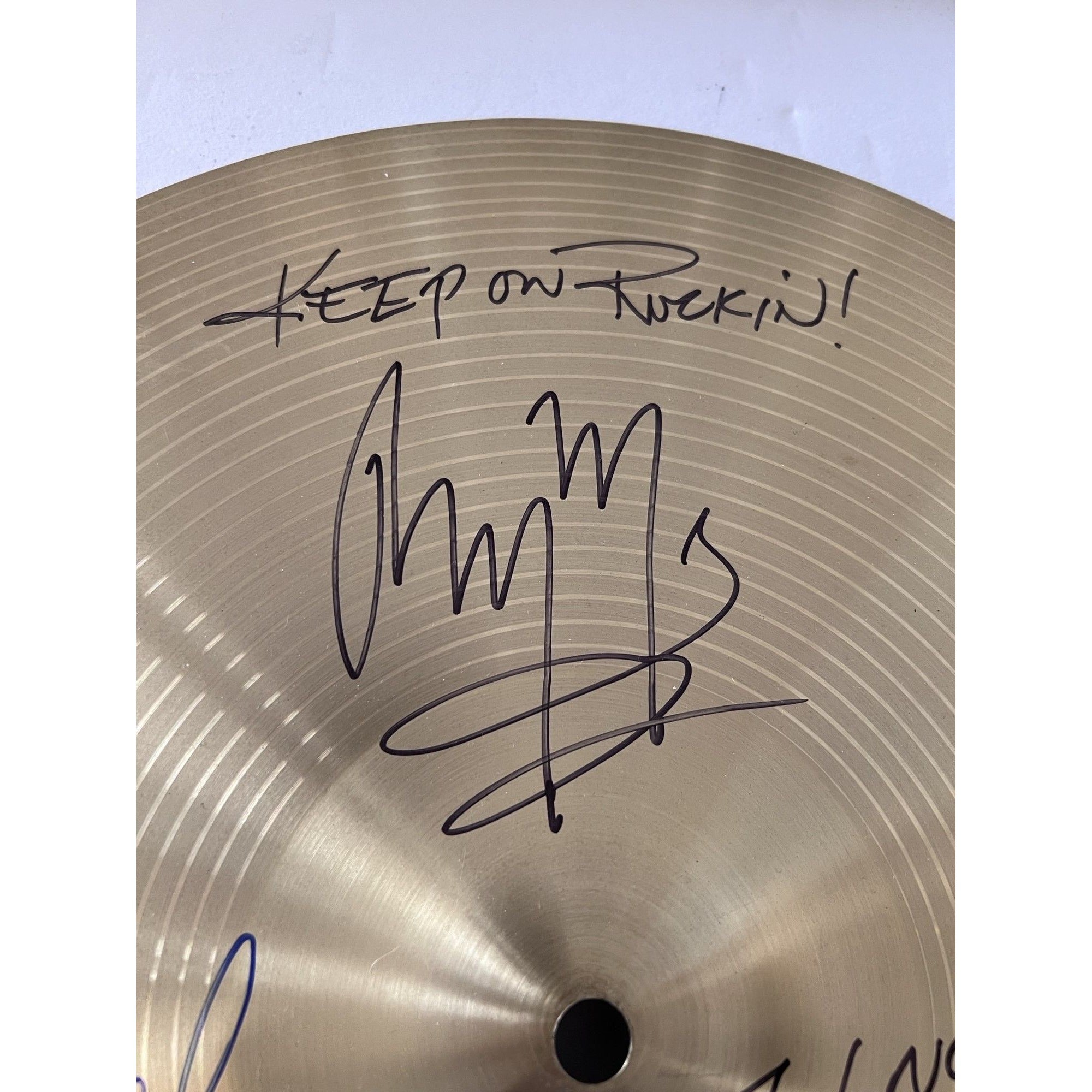 Led Zeppelin Jimmy Page Robert Plant John Paul Jones 14 inch cymbal signed with proof