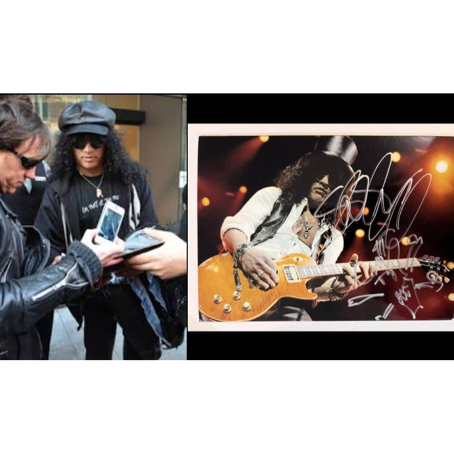 "Slash" Saul Hudson G N' R legendary guitarist signed with sketch and proof 5x7 photo