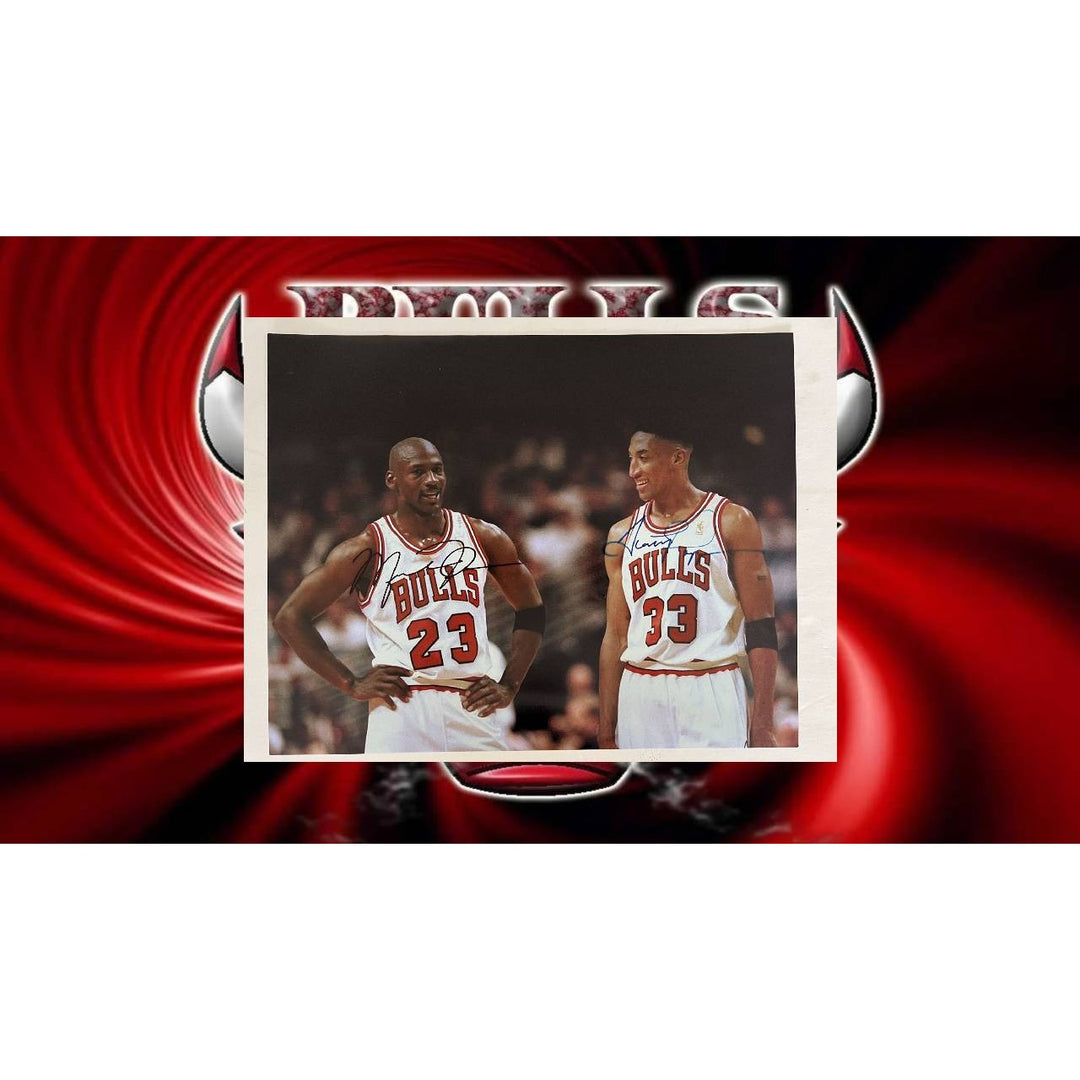 Chicago Bulls Michael Jordan and Scottie Pippen 16x20 photo signed with proof