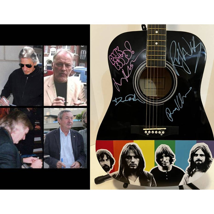 Pink Floyd David Gilmour, Roger Waters, Nick Mason and Richard Wright signed  full size acoustic guitar with proof