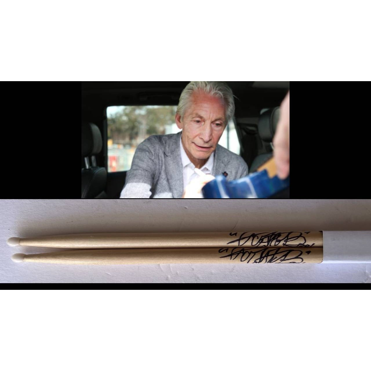 Charlie Watts of Rolling Stones Drumsticks signed with proof