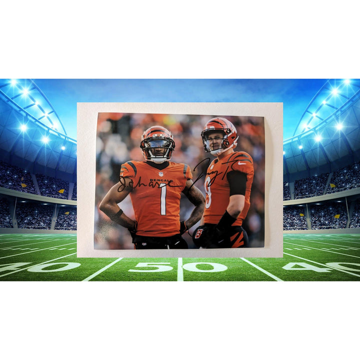 Cincinnati Bengals Joe Burrow and JaMaar Chase 8x10 photograph signed with proof