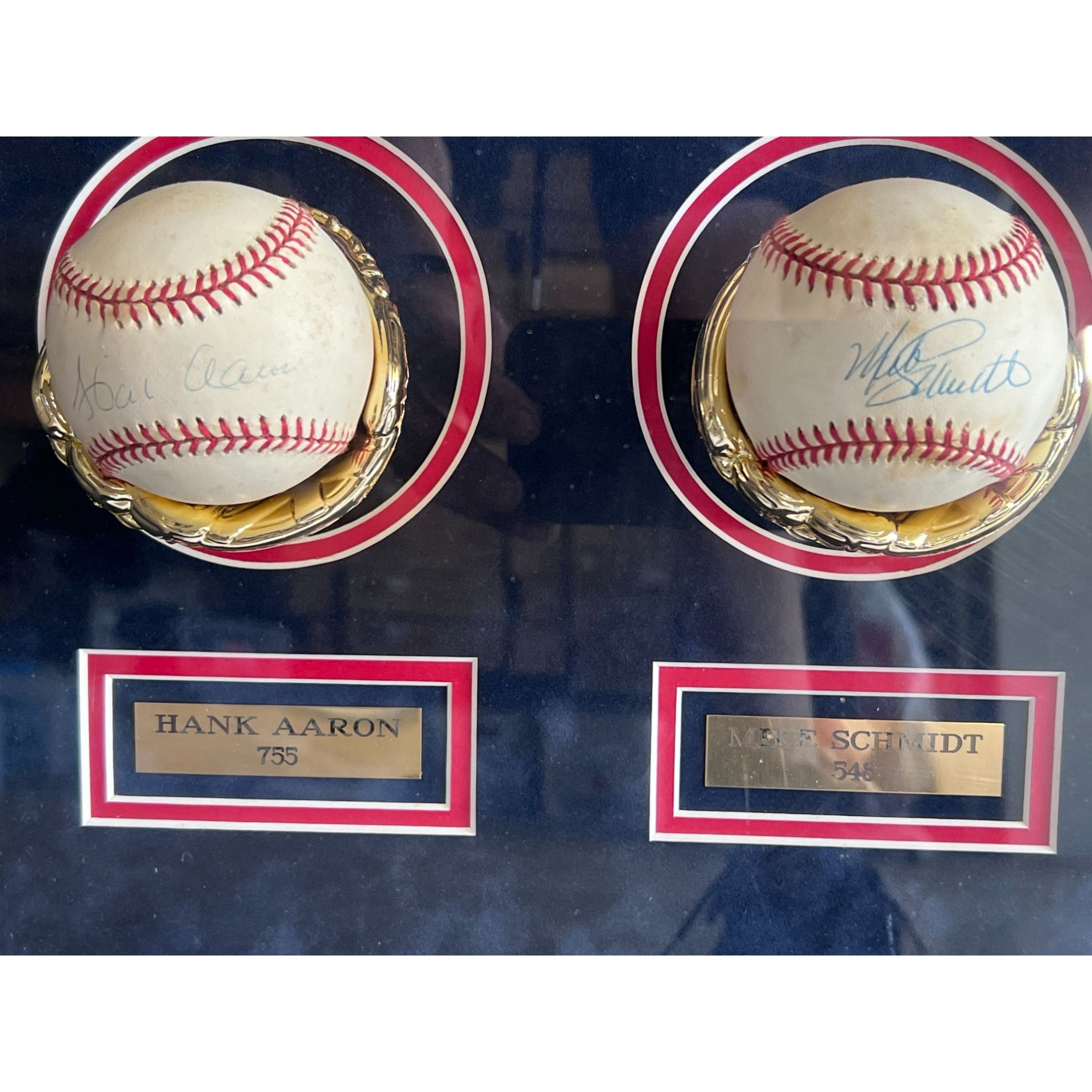 Willie Mays Mickey Mantle Ted Williams 14 MLB baseballs signed by 500 home run hitters 48x42 in frame