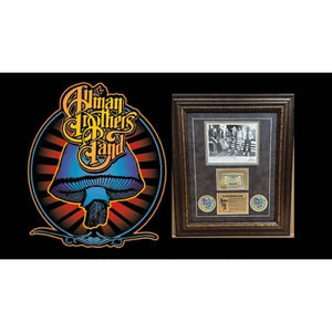 The Allman Brothers, Duane & Greg Allman, Butch Trucks, Dickey Betts, Warren Haynes, Johanny Johanson ticket & press photo signed and framed