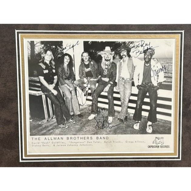 The Allman Brothers, Duane & Greg Allman, Butch Trucks, Dickey Betts, Warren Haynes, Johanny Johanson ticket & press photo signed and framed.