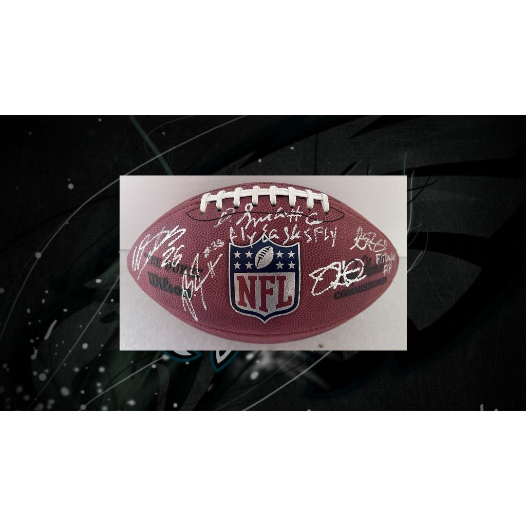 Philadelphia Eagles NFL game ball Jalen Hurts AJ Brown Brandon Graham Devonta Smith signed football with proof