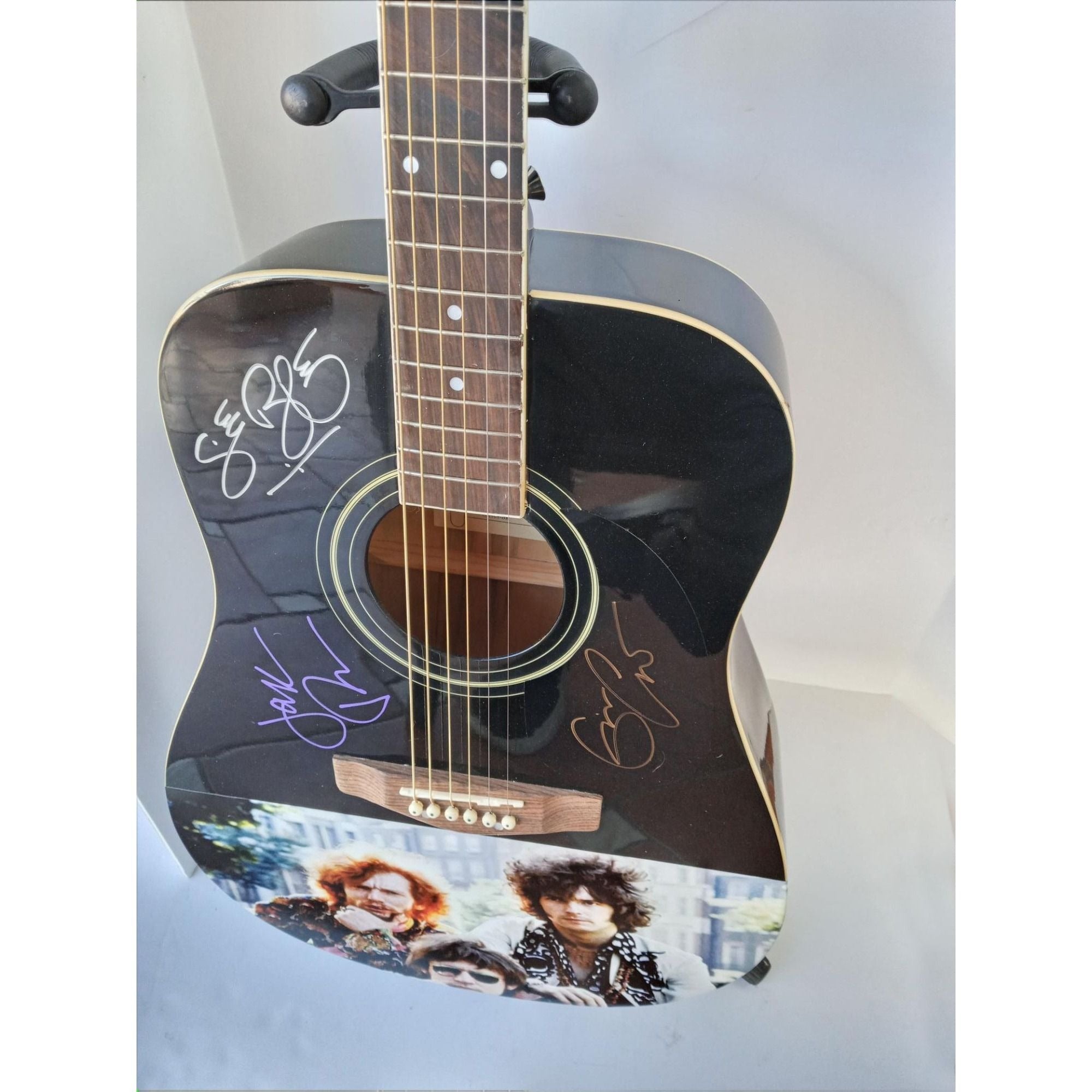 Cream Eric Clapton Ginger Baker Jack Bruce one of a kind 39' acoustic guitar signed & framed 20x46x8 with proof