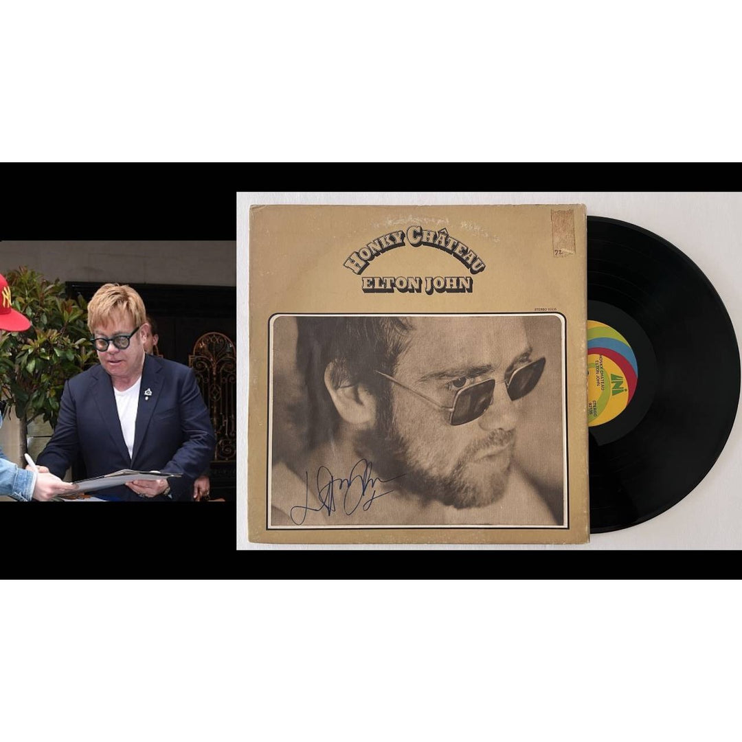 Elton John honky chateau original LP signed with proof