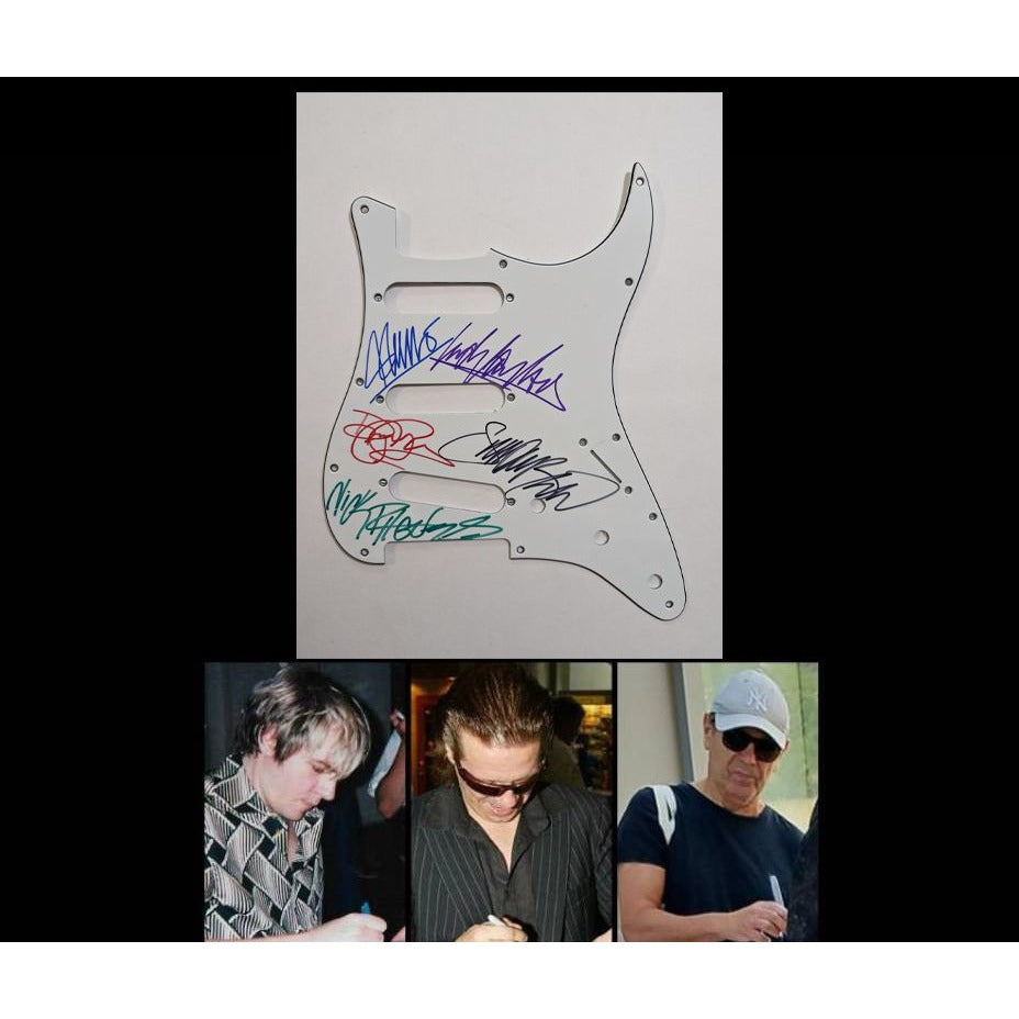 Duran Duran Simon Lebon Nick Rhodes John Taylor Andy Taylor Fender Stratocaster electric guitar pick guard signed with proof