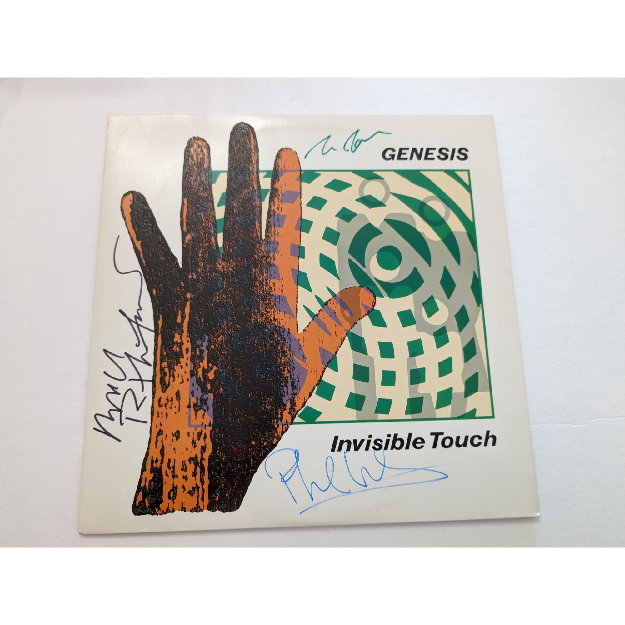 Genesis invisible Touch Bill Collins Tony Banks Mike Rutherford original LP signed with proof