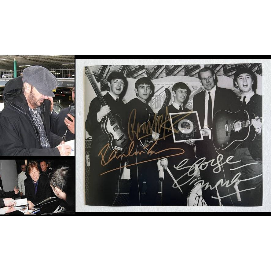 The Beatles Paul McCartney, Ringo Starr, George Martin 8x10 photo signed with proof