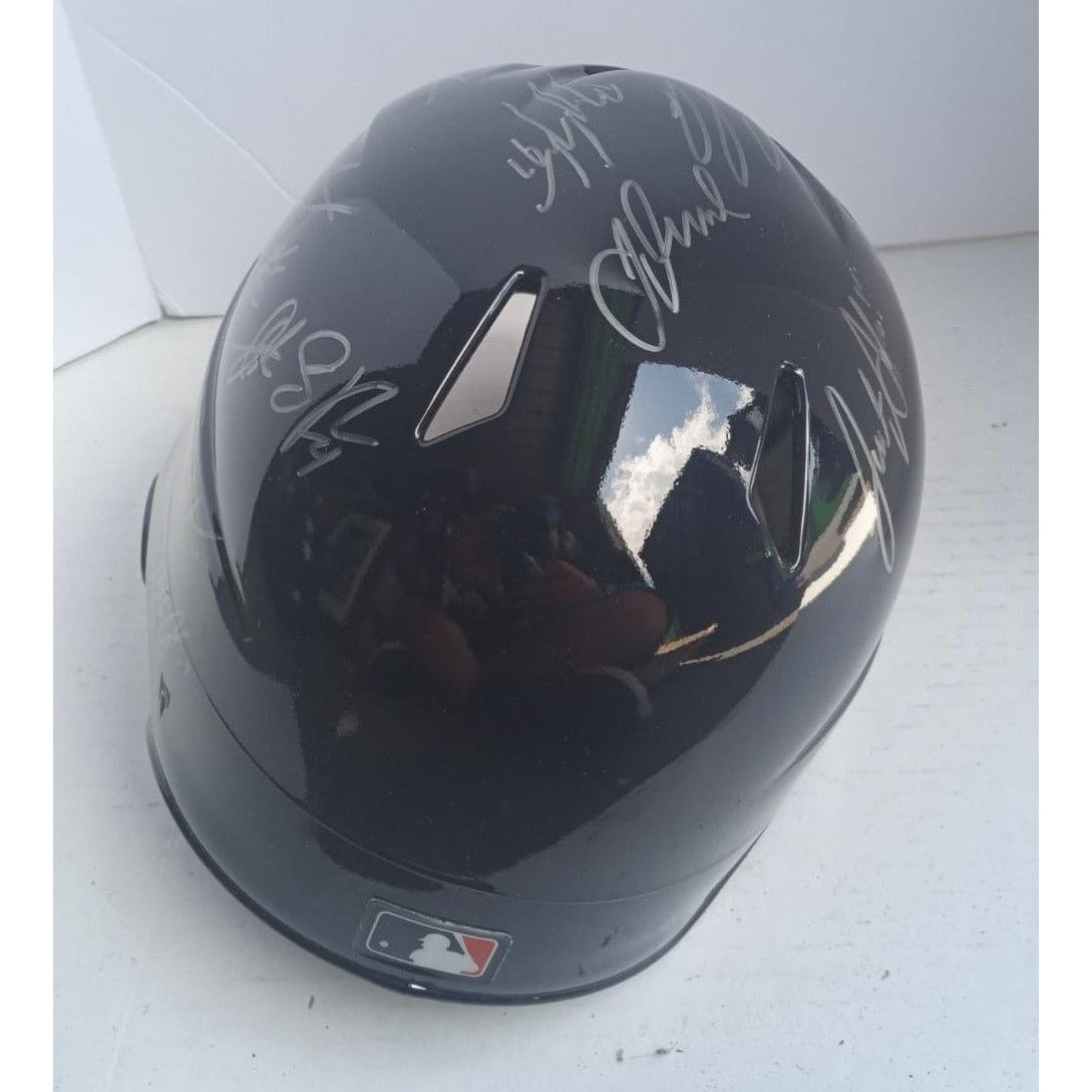 Francisco Lindor Terry Francona Cleveland Indians American League champions 2016 team signed batting helmet