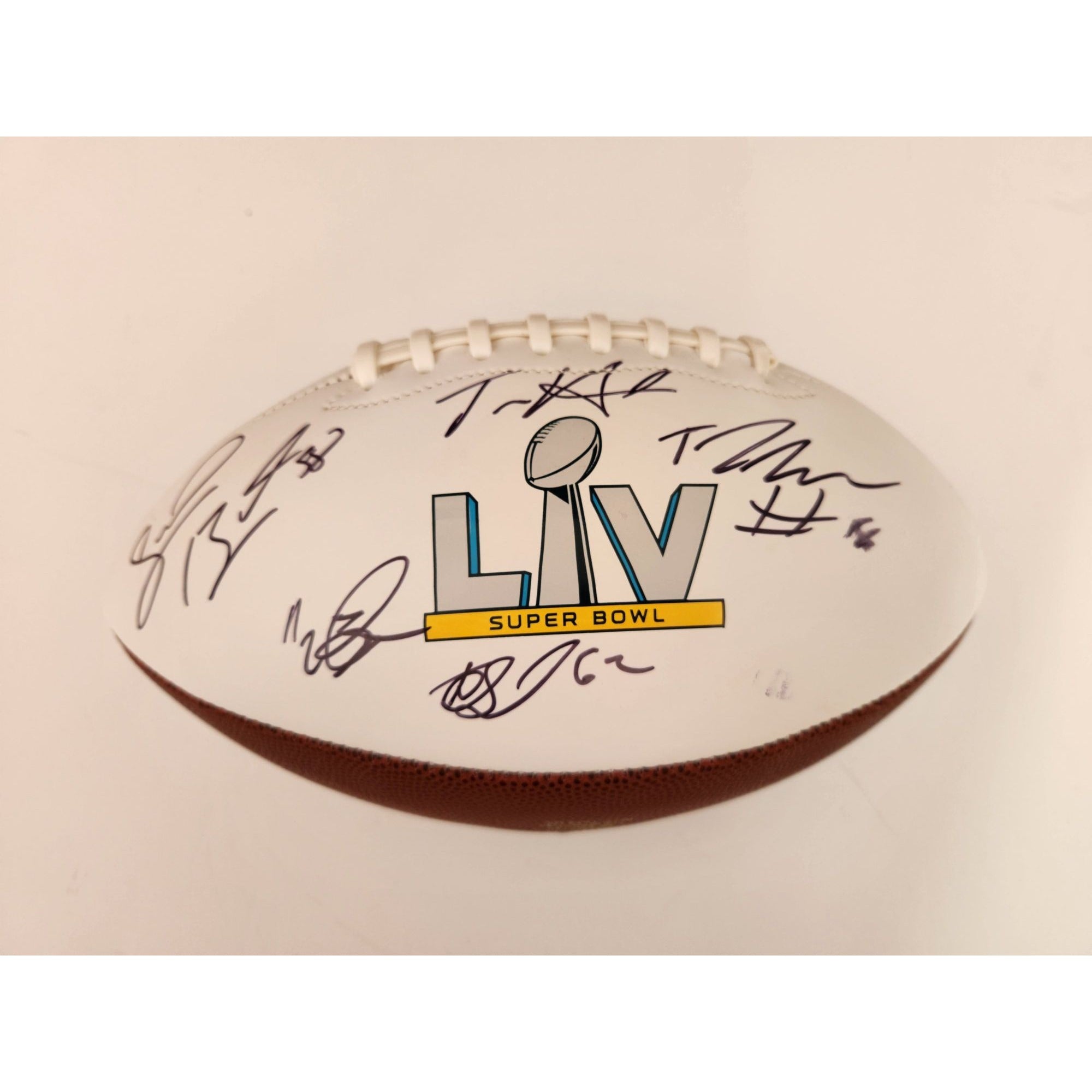 Tampa Bay Buccaneers Tom Brady Rob Gronkowski Super Bowl champions team sign football with proof