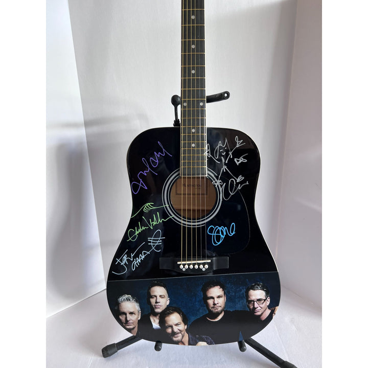 Pearl Jam Eddie Vedder Mike McCready Stone Gossard Jeff Ament one of a kind full size acoustic guitar signed with proof