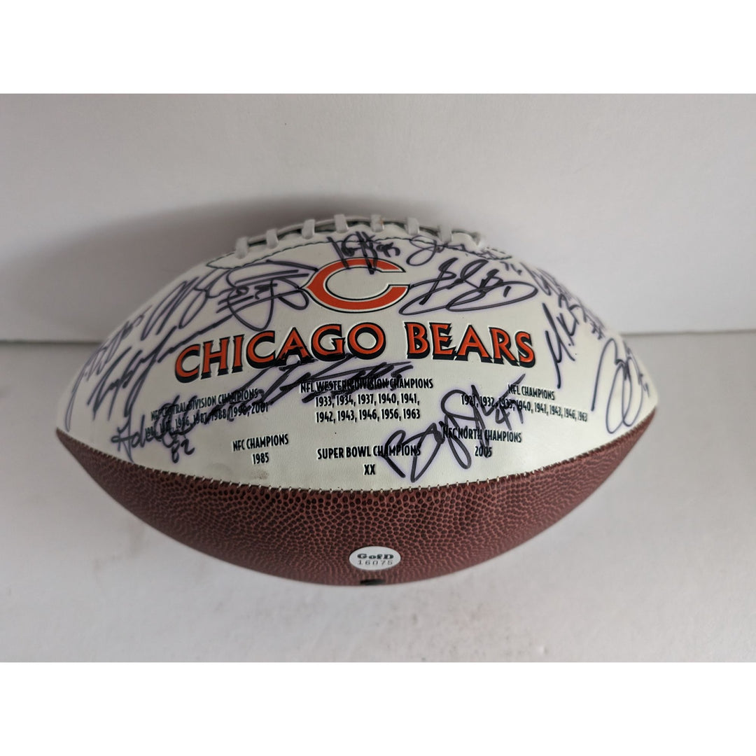 Chicago Bears Brian Urlacher Rex Grossman Lovie Smith NFC champions team signed football