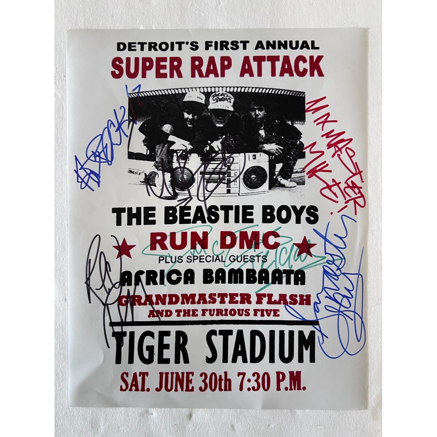 the Beastie Boys Adam Yauch, Mike D, Ad- Rock, Run DMC Jam Master Jay, Joseph Simmons and Daryl McDaniels 11x14 photo signed with proof