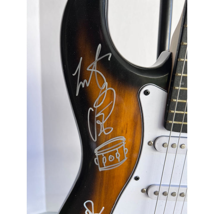 Mick Jagger Keith Richards Bill Wyman Ronnie Wood Charlie Watts signed guitar with proof