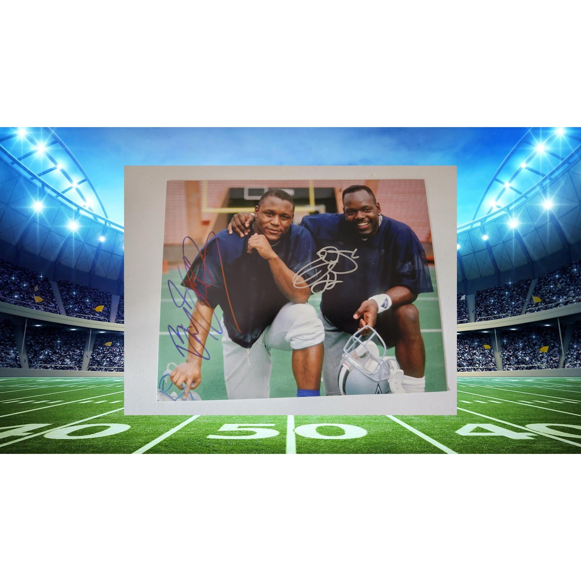Barry Sanders and Emmitt Smith 8x10 photo signed