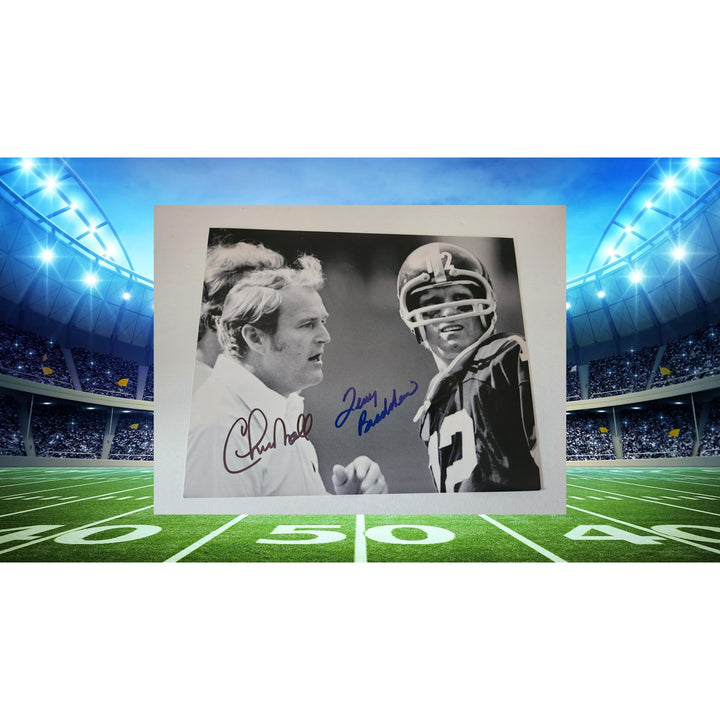 Pittsburgh Steelers Terry Bradshaw and Chuck Noll 8x10 photo signed