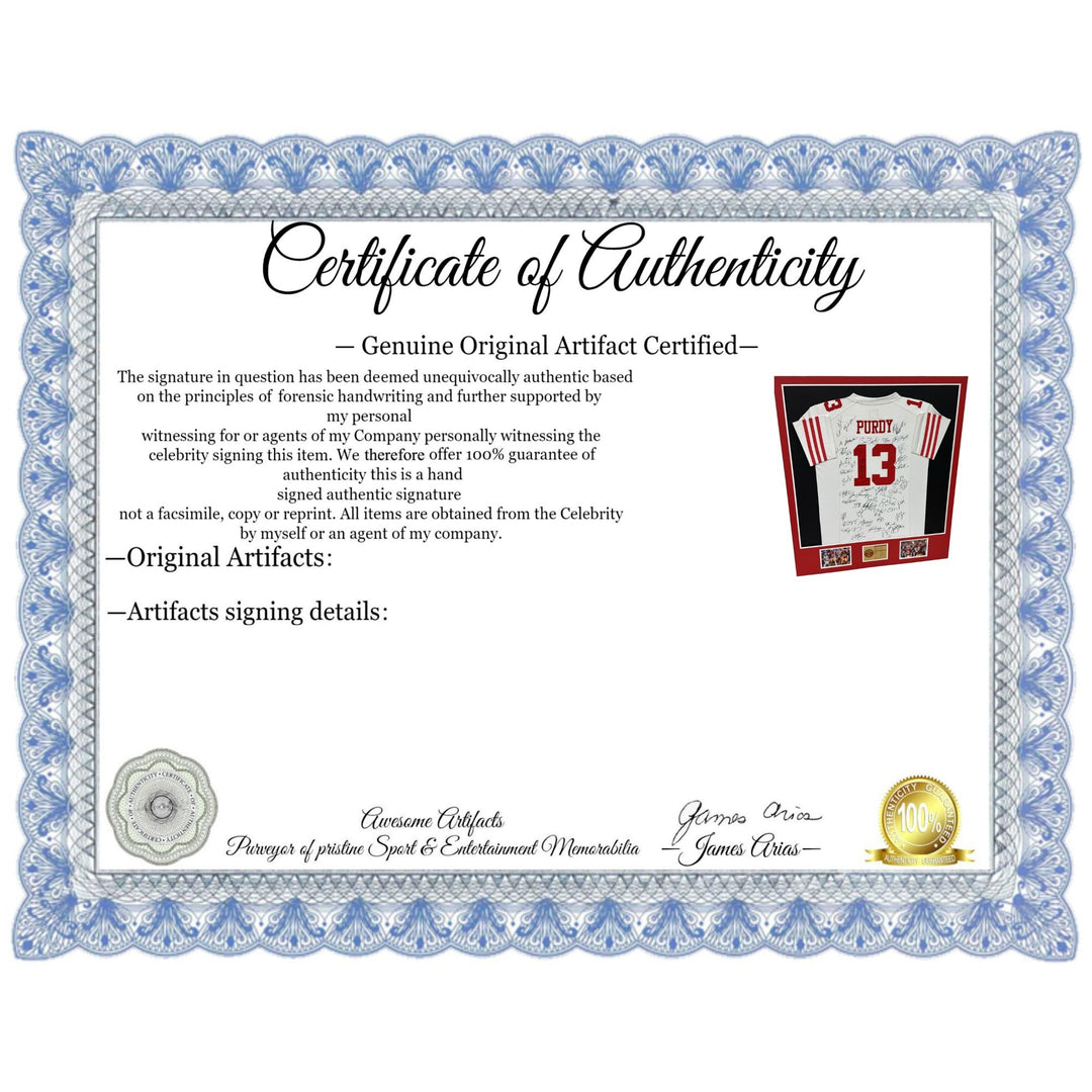 Brock Purdy San Francisco 49ers 2023-24 size xl jersey signed & framed with proof 40 plus signs 42x32