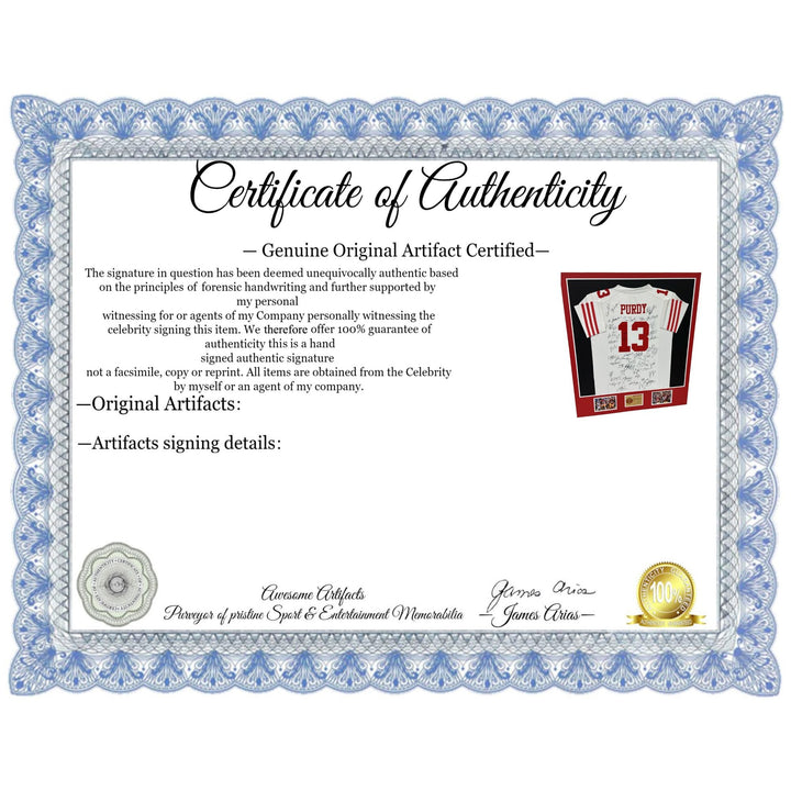 Brock Purdy San Francisco 49ers 2023-24 size xl jersey signed & framed with proof 40 plus signs 42x32